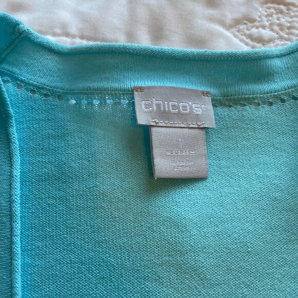 Chicos cardigan sweater button plus cami aqua blue size 0 and 1 *READ* med set - Picture 12 of 12